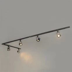 Bestpreis 😀 QAZQA Schienensystem mit 5 Spots 1-phasig schwarz - Sulux 🔥 -Deckenleuchten Verkaufs-Shop 8201 104855 14