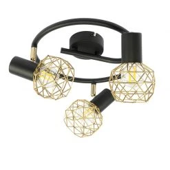 Angebote ✨ QAZQA Design Spot schwarz mit Gold 3-Licht verstellbar - Mesh 😉 -Deckenleuchten Verkaufs-Shop 8202 102189 7