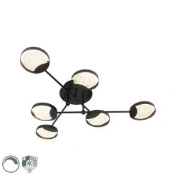 Aktion 🤩 QAZQA Deckenleuchte schwarz inkl. LED 3-Stufen dimmbar 6 Lichter - Patrick 🤩