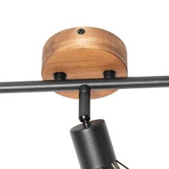 Bestpreis ❤️ QAZQA Spot zwart met hout draai- en kantelbaar 3-lichts - Mosh ✨ -Deckenleuchten Verkaufs-Shop 8239 105639 2