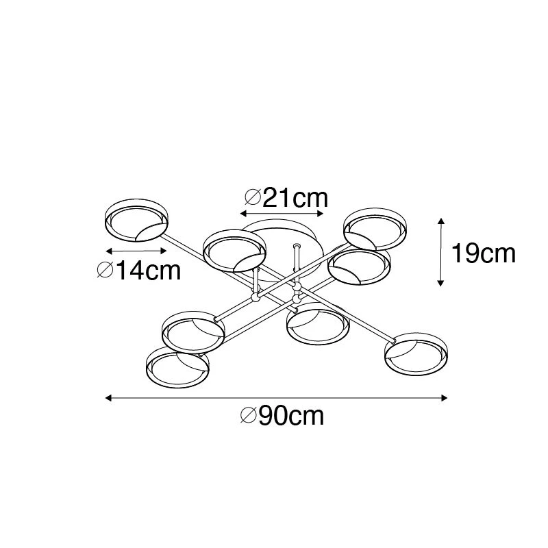 Coupon 💯 QAZQA Deckenleuchte schwarz inkl. LED 3-Stufen dimmbar 8 Lichter - Patrick 👍 5 Coupon 💯 QAZQA Deckenleuchte schwarz inkl. LED 3-Stufen dimmbar 8 Lichter - Patrick 👍 – Bild 5