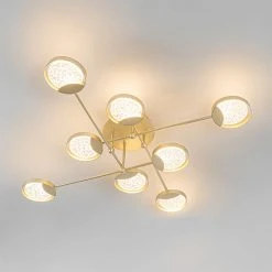 Top 10 🤩 QAZQA Deckenleuchte Gold inkl. LED 3-Stufen dimmbar 8 Lichter - Patrick ⭐ -Deckenleuchten Verkaufs-Shop 8264 104519 14