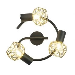 Angebote ✨ QAZQA Design Spot schwarz mit Gold 3-Licht verstellbar - Mesh 😉 -Deckenleuchten Verkaufs-Shop 8278 102189 4