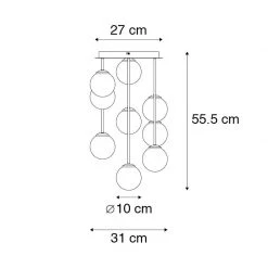 Bestes Angebot 👏 QAZQA Art Deco Deckenleuchte schwarz mit goldenen 9 Lichtern - Athens Wire ⌛ -Deckenleuchten Verkaufs-Shop 8278 103153 4