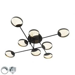 Coupon 💯 QAZQA Deckenleuchte schwarz inkl. LED 3-Stufen dimmbar 8 Lichter - Patrick 👍