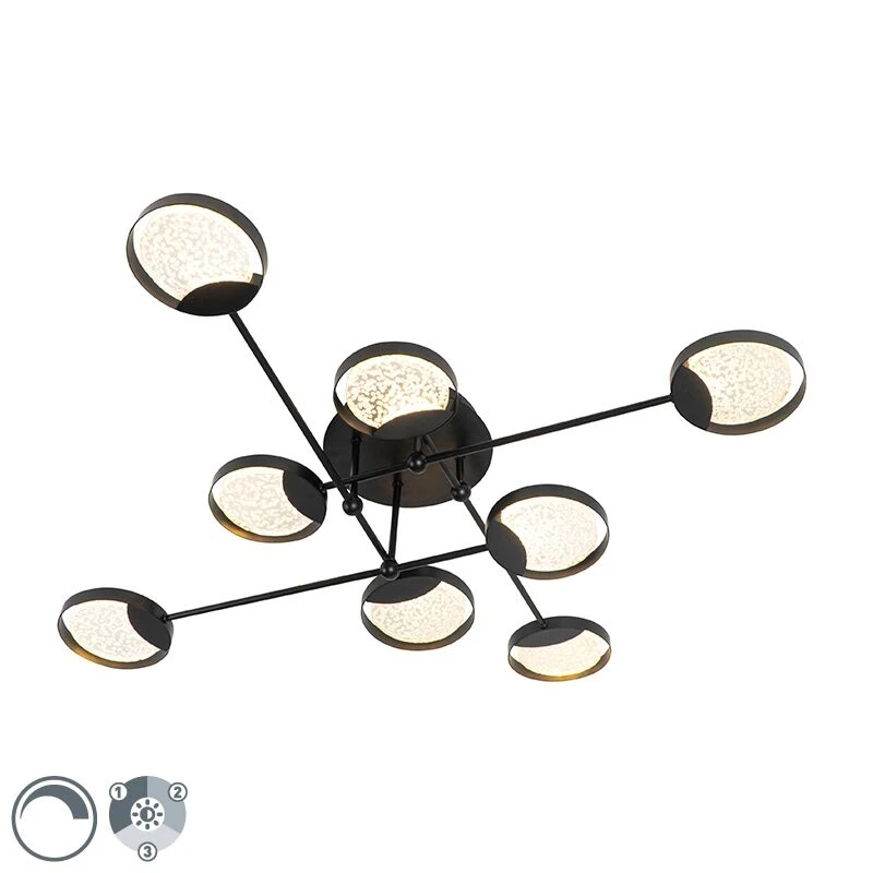 Coupon 💯 QAZQA Deckenleuchte schwarz inkl. LED 3-Stufen dimmbar 8 Lichter - Patrick 👍 1 Coupon 💯 QAZQA Deckenleuchte schwarz inkl. LED 3-Stufen dimmbar 8 Lichter - Patrick 👍