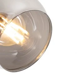 Neu 🎉 QAZQA Plafondlamp zwart 44,5 cm met smoke glas en hout 3-lichts - Vidro 😀 -Deckenleuchten Verkaufs-Shop 8297 105597 2