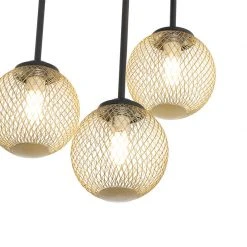 Am billigsten ✔️ QAZQA Moderne Deckenleuchte schwarz mit goldenen 5 Lichtern - Athens Wire 😀 -Deckenleuchten Verkaufs-Shop 8302 103152 2