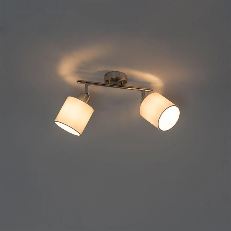 Aktion 🌟 QAZQA Deckenstrahler Stahl mit weißem Schirm 2-Licht verstellbar - Hetta 🥰 8 Aktion 🌟 QAZQA Deckenstrahler Stahl mit weißem Schirm 2-Licht verstellbar - Hetta 🥰 – Bild 8