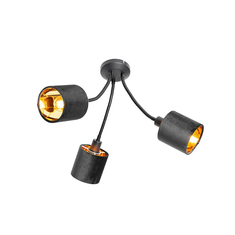 Neu 🎉 QAZQA Moderne Deckenleuchte schwarz mit Schirm schwarz 3-flammig - Merwe 🤩 1 Neu 🎉 QAZQA Moderne Deckenleuchte schwarz mit Schirm schwarz 3-flammig - Merwe 🤩