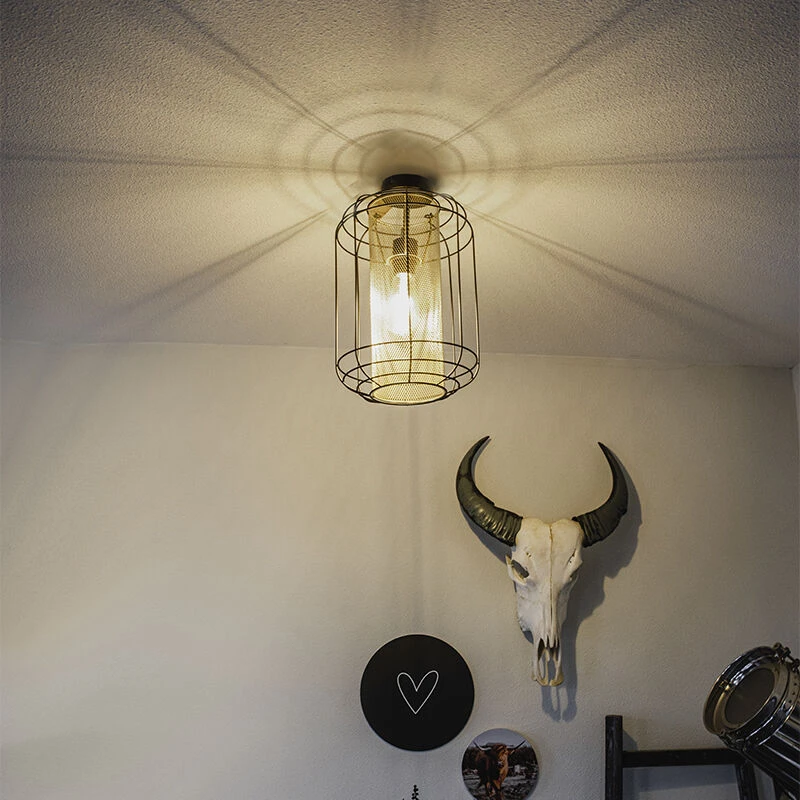 Am billigsten 🥰 QAZQA Design-Deckenleuchte schwarz mit Gold - Gaze 👍 1 Am billigsten 🥰 QAZQA Design-Deckenleuchte schwarz mit Gold - Gaze 👍