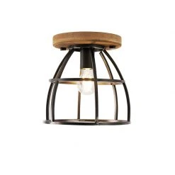 Schlussverkauf 🔔 QAZQA Intelligente Deckenleuchte schwarz mit Holz inkl. WiFi E27 - Arthur 🌟 -Deckenleuchten Verkaufs-Shop 8384 103580 8