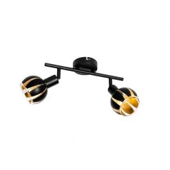 Rabatt 🧨 QAZQA Design Spot schwarz mit goldenen 2 Lichtern - Melone 😀 -Deckenleuchten Verkaufs-Shop 8392 98446 14