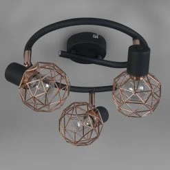 Schlussverkauf ⭐ QAZQA Moderner schwarzer Deckenstraher mit kupfer 3 flammig - Mesh 🔔 -Deckenleuchten Verkaufs-Shop 8409 92290 9