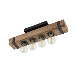 Blitzangebot 🥰 QAZQA Smarte Industrie-Deckenleuchte Holz mit Stahl inkl. 4 WiFi A60 - Reena 🥰 -Deckenleuchten Verkaufs-Shop 8420 104679 17