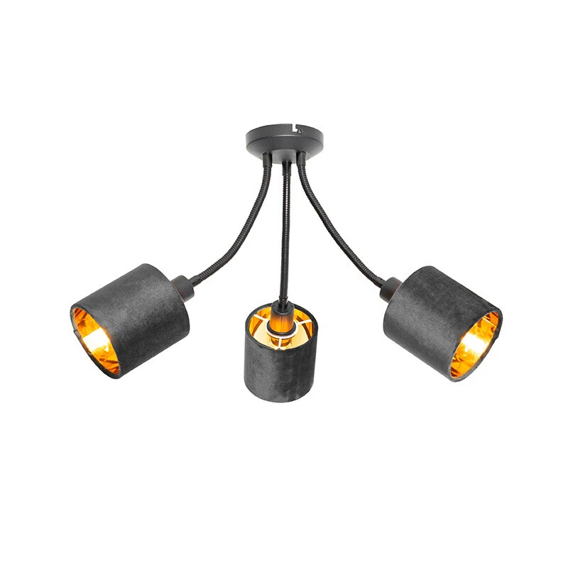 Neu 🎉 QAZQA Moderne Deckenleuchte schwarz mit Schirm schwarz 3-flammig - Merwe 🤩 9 Neu 🎉 QAZQA Moderne Deckenleuchte schwarz mit Schirm schwarz 3-flammig - Merwe 🤩 – Bild 9