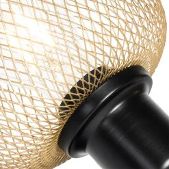 Großhandel 😍 QAZQA Industriespot schwarz mit goldenen 2-flammig - Bliss Mesh 🎁 -Deckenleuchten Verkaufs-Shop 8461 104479 8