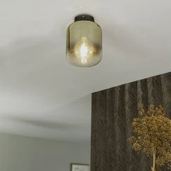 Aktion 🧨 QAZQA Design-Deckenleuchte schwarz mit Goldglas - Bliss 🎉