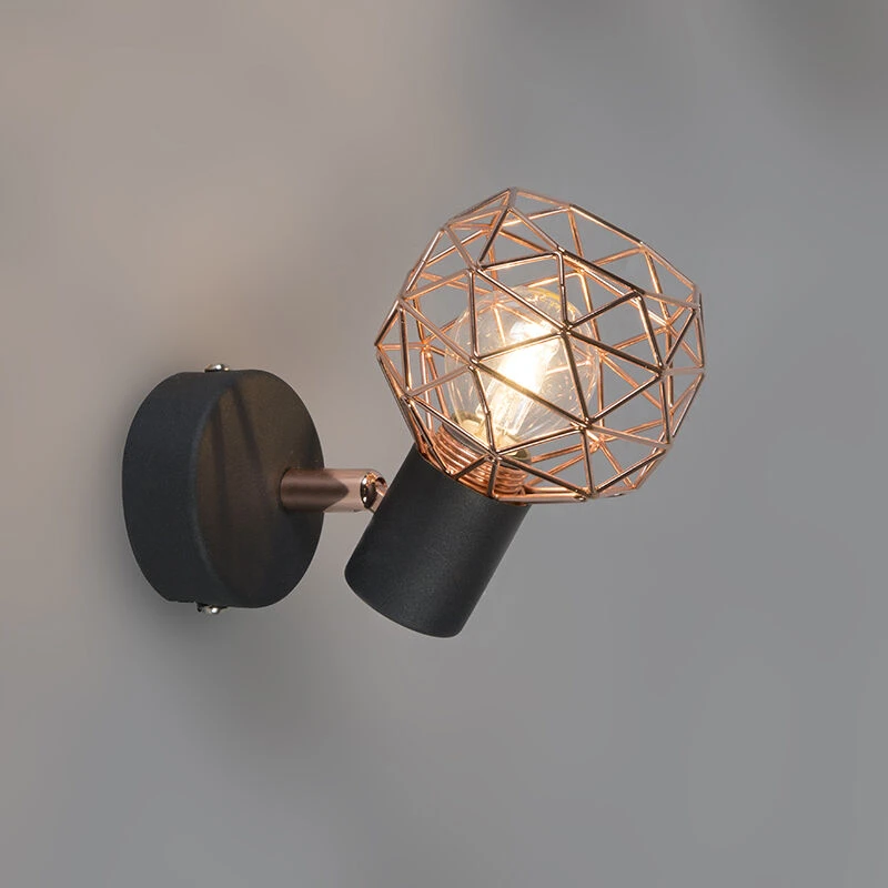 Bester Verkauf ๐ QAZQA Moderner Spot schwarz mit Kupfer - Mesh ๐ 6 Bester Verkauf ๐ QAZQA Moderner Spot schwarz mit Kupfer - Mesh ๐ โ Bild 6