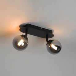 Aktion 👍 QAZQA Spot schwarz mit Rauchglas 2-Licht verstellbar - Athen 🧨 -Deckenleuchten Verkaufs-Shop 8510 103119 10