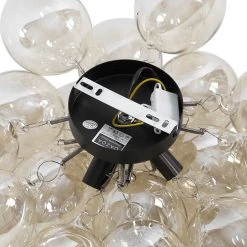 Rabatt 👏 QAZQA Design Deckenleuchte schwarz mit Braunglas 4 Lampen - Uvas 🌟 -Deckenleuchten Verkaufs-Shop 8547 102343 7