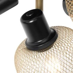 Am billigsten 🛒 QAZQA Industriespot schwarz mit goldenen 3-Lichtern - Bliss Mesh 😀 -Deckenleuchten Verkaufs-Shop 8551 104481 5