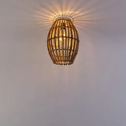 Blitzangebot 😉 QAZQA Ländliche Deckenlampe Bambus mit Weiß - Canna Capsule ⭐ -Deckenleuchten Verkaufs-Shop 8567 104920 9