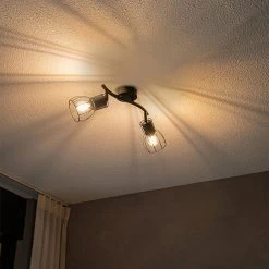 Bestes Angebot 😉 QAZQA Moderne Deckenleuchte schwarz 2-Licht verstellbar - Botu 👏