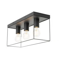 Bestpreis 🤩 QAZQA Minimalistische plafondlamp zwart 3-lichts - Kodi 🛒 -Deckenleuchten Verkaufs-Shop 8587 105601 7