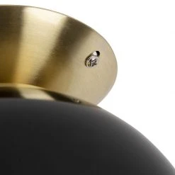 Budget 🎁 QAZQA Art Deco Deckenleuchte Messing mit schwarzem Glas - Pallon 🎉 -Deckenleuchten Verkaufs-Shop 8588 97256 2