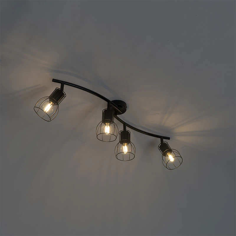 Brandneu 🎁 QAZQA Moderne Deckenleuchte schwarz 86 cm 4-Licht - Botu 👏 8 Brandneu 🎁 QAZQA Moderne Deckenleuchte schwarz 86 cm 4-Licht - Botu 👏 – Bild 8