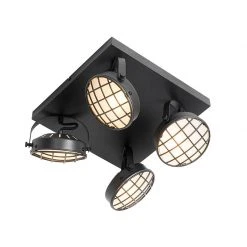 Am billigsten 🧨 QAZQA Vintage Spot schwarz quadratisch 4-flammig - Tamina 🌟 -Deckenleuchten Verkaufs-Shop 8630 104432 9