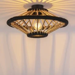 Blitzangebot 🌟 QAZQA Orientalische Deckenleuchte Bambus mit Schwarz 46 cm - Evalin 🌟 -Deckenleuchten Verkaufs-Shop 8648 105080 9