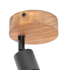 Coupon 👏 QAZQA Industriële spot zwart met hout draai- en kantelbaar - Mosh 🤩 -Deckenleuchten Verkaufs-Shop 8649 105637 5