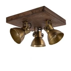 Billig ⌛ QAZQA Deckenleuchte Bronze mit Holz 3-flammig - Mangos 👍 -Deckenleuchten Verkaufs-Shop 8667 102354 10