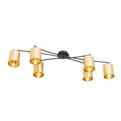 Neu ✨ QAZQA Moderne plafondlamp zwart met goud 6-lichts - Lofty 🎁