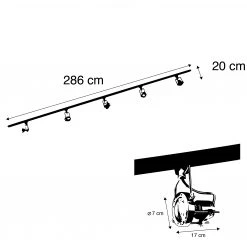 Brandneu 🛒 QAZQA Schienensystem mit 5 Spots 1-phasig schwarz mit Stahl - Suplux 👏 -Deckenleuchten Verkaufs-Shop 8743 94921 3