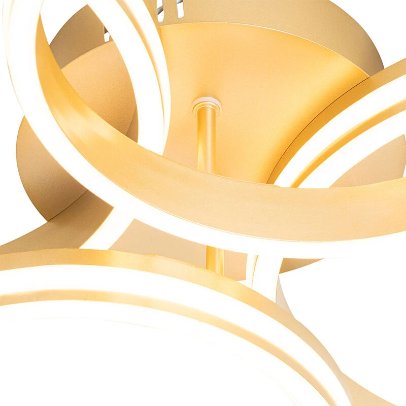 Billig 🎉 QAZQA Deckenleuchte Messing inkl. LED 3-stufig dimmbar 4-flammig - Navara 🤩 4 Billig 🎉 QAZQA Deckenleuchte Messing inkl. LED 3-stufig dimmbar 4-flammig - Navara 🤩 – Bild 4