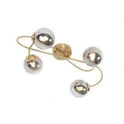 Coupon 👍 QAZQA Moderne Deckenleuchte Gold 4-Licht mit Rauchglas - Athen ⌛