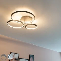 Aktion ✨ QAZQA Moderne Deckenleuchte schwarz inkl. LED und Dimmer - Rondas 😀