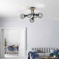 Am billigsten 💯 Paul Neuhaus Design-Deckenspot schwarz mit Holz 3-flammig - Profits 🌟