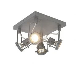 Coupon 💯 QAZQA Anthrazit Industriestrahler 4-fach drehbar und kippbar - Suplux 🎁