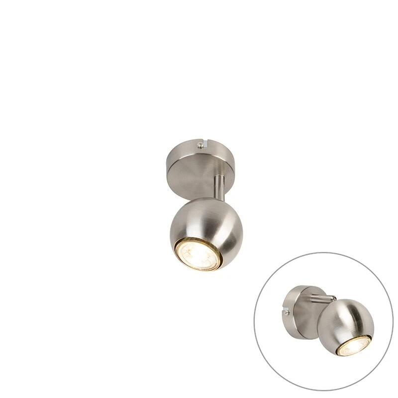 Rabatt 🔥 QAZQA Runder Spot im Retro-Stil Stahl 1-flammig - Gissi 😍 1 Rabatt 🔥 QAZQA Runder Spot im Retro-Stil Stahl 1-flammig - Gissi 😍