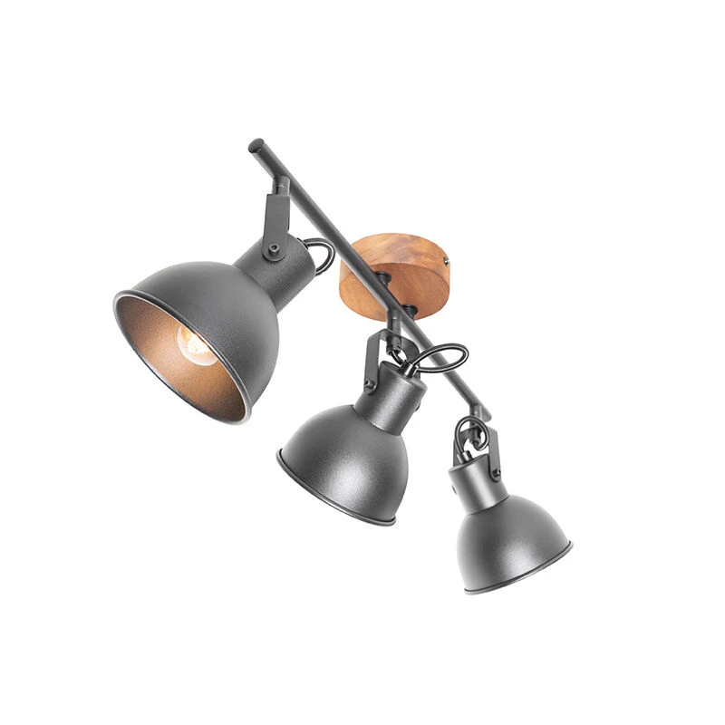 Bester Verkauf 👏 QAZQA Industrie-Spot schwarz mit Holz neigbar 3-Licht - Tommy 🥰 10 Bester Verkauf 👏 QAZQA Industrie-Spot schwarz mit Holz neigbar 3-Licht - Tommy 🥰 – Bild 10