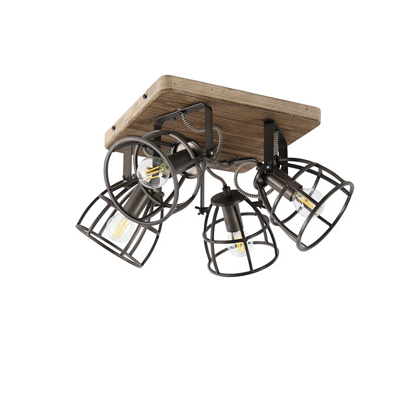 Top 10 👏 QAZQA Industriestrahler schwarz mit Holz verstellbar 4-Licht - Arthur ✔️ 14 Top 10 👏 QAZQA Industriestrahler schwarz mit Holz verstellbar 4-Licht - Arthur ✔️ – Bild 14