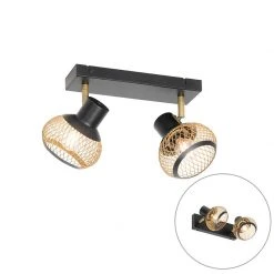 Budget ✔️ QAZQA Modernes Punktschwarz mit Gold 2-Licht - Lucas 🥰