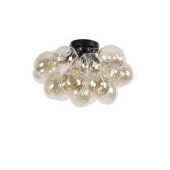 Rabatt 👏 QAZQA Design Deckenleuchte schwarz mit Braunglas 4 Lampen - Uvas 🌟 -Deckenleuchten Verkaufs-Shop 8974 102343 9