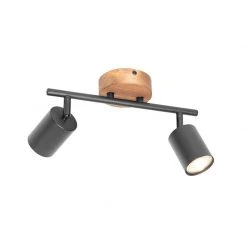 Bestpreis ✔️ QAZQA Industriële spot zwart met hout kantelbaar 2-lichts - Jeana 🌟 -Deckenleuchten Verkaufs-Shop 8975 105641 7