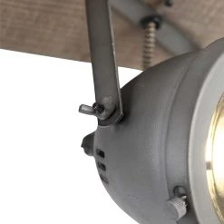 Brandneu 🧨 QAZQA Industriespot Stahl mit Holz kippbar 3-Licht - Emado 😉 -Deckenleuchten Verkaufs-Shop 9034 96670 7