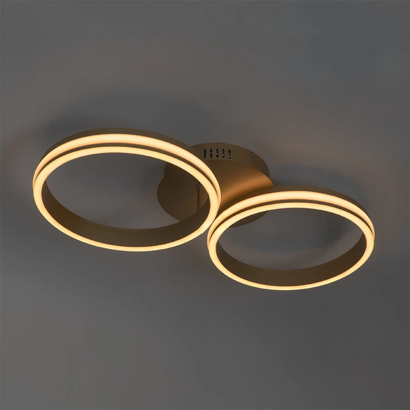 Brandneu 🎁 QAZQA Deckenleuchte Messing inkl. LED 3-stufig dimmbar 2-flammig - Navara 👍 14 Brandneu 🎁 QAZQA Deckenleuchte Messing inkl. LED 3-stufig dimmbar 2-flammig - Navara 👍 – Bild 14